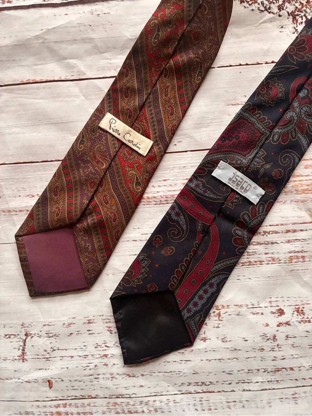 Mens Paisley Silk Vintage Tie Bundle - Red/Brown